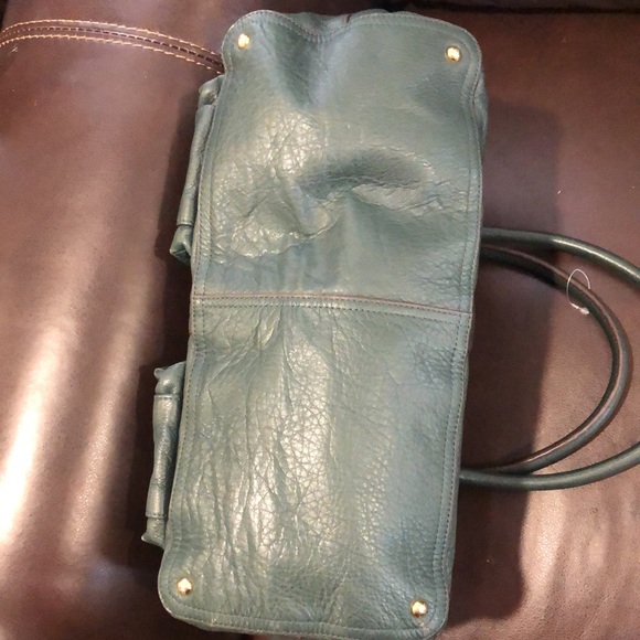 RALPH LAUREN Woodland Green Tumbled Leather Shoulder Bag Front Pockets - Picture 14 of 17